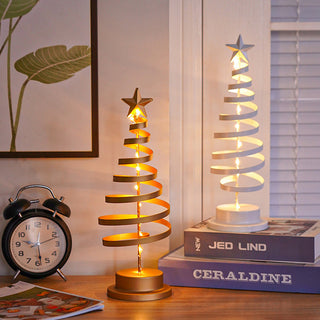 LED-Spiral-Weihnachtsbaum-Tischlampe mit Sternspitze