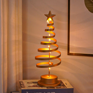 LED-Spiral-Weihnachtsbaum-Tischlampe mit Sternspitze
