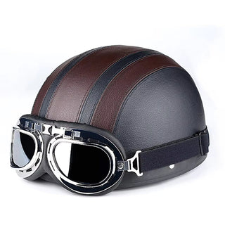 Vintage Motorrad Halbhelm mit Schutzbrille