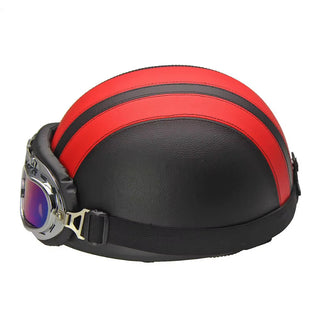 Vintage Motorrad Halbhelm mit Schutzbrille