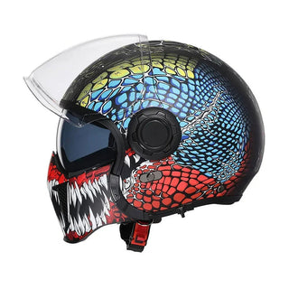 Modularer Vintage Motorradhelm Mit Doppelvisier