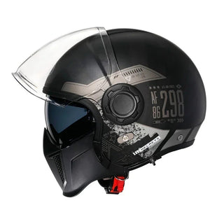 Modularer Vintage Motorradhelm Mit Doppelvisier