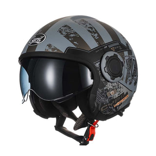 Modularer Vintage Motorradhelm Mit Doppelvisier
