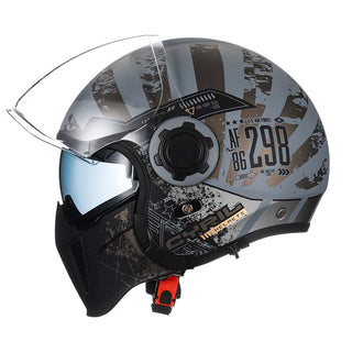 Modularer Vintage Motorradhelm Mit Doppelvisier