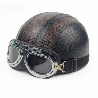 Glänzender Vintage Retro Halbgesichts Motorradhelm