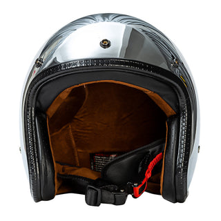 Silberner Vintage Motorradhelm