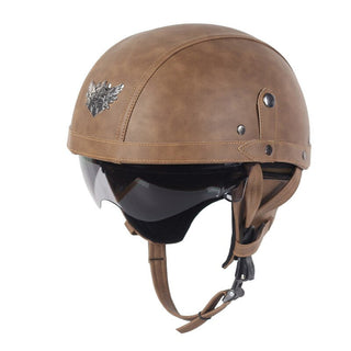 Retro Motorradhelm Für Herren Mit Integriertem Einziehbarem Visier
