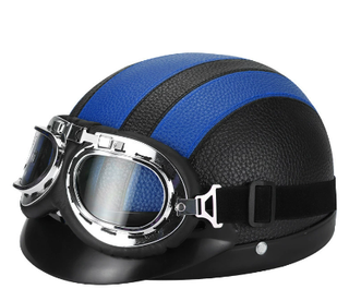 Glänzender Vintage Retro Halbgesichts Motorradhelm