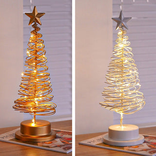 LED-Spiral-Weihnachtsbaum-Tischlampe mit Sternspitze