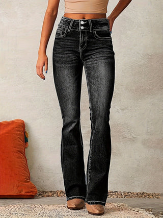 Damen Hoch Tailliert Ausgestellte Jeans | Retro-Stil