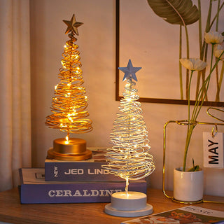 LED-Spiral-Weihnachtsbaum-Tischlampe mit Sternspitze