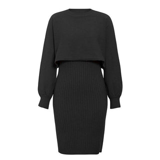 Damen Texturiertes Strickkleid Set | Zweiteiler