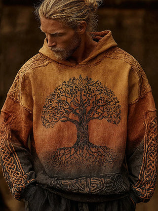 Herren Langarm Viking Kapuzenpulli | Übergroß