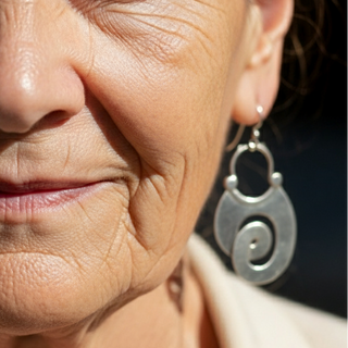 Moderne Silber Ohrringe für Damen – Abstrakte Hängeohrringe im Spiral Design