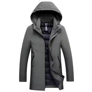 Warme Herren-Winterjacke mit langen Ärmeln und Kapuze | Reißverschluss