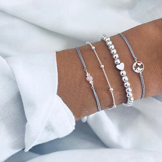 Damen Armband Set Boho Stil – Mit Perlen und Anhängern