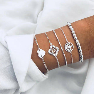 Damen Armband Set Boho Stil – Mit Perlen und Anhängern