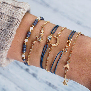 Damen Armband Set Boho Stil – Mit Perlen und Anhängern