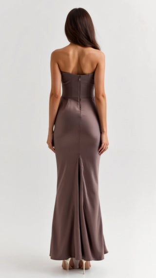 Damen Trägerlos Korsett Hochzeitsgäste kleid | Maxi