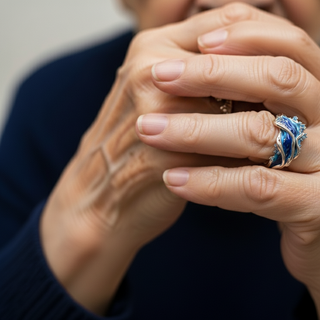 Moderner Damenring in Silber – Künstlerischer Design Ring mit Blauer Steinoptik