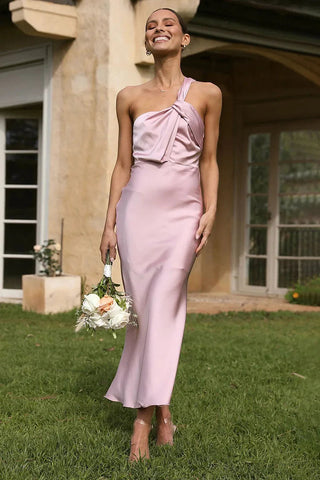 Damen Ein-Schulter-Hochzeitsgastkleid | Rückenfrei