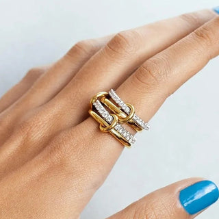 Mehrreihiger Ring in Gold Optik – Moderner Statement Ring für Alltag & Besondere Anlässe