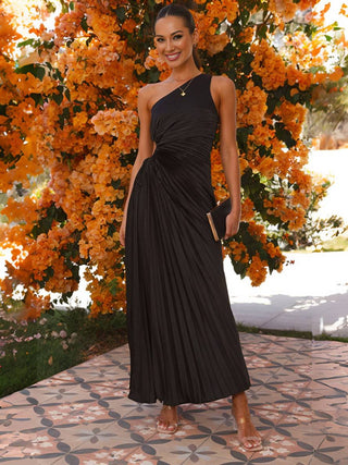 Langes Plissiertes Hochzeitsgastkleid für Damen | Maxi