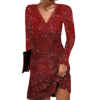 Damen-Partykleid mit V-Ausschnitt | Langärmlig