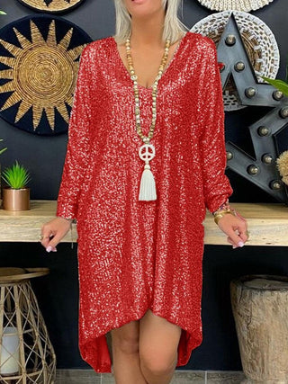 Langärmeliges Silvesterkleid für Damen | Pailletten