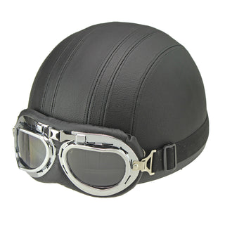 Vintage Motorrad Halbhelm mit Schutzbrille