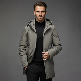 Warme Herren-Winterjacke mit langen Ärmeln und Kapuze | Reißverschluss