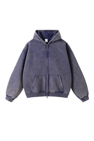 Übergroß Herren-Kapuzenpullover mit Reißverschluss | Weinlese