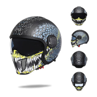 Modularer Vintage Motorradhelm Mit Doppelvisier