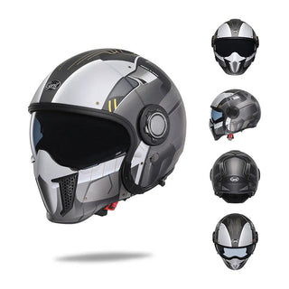 Modularer Vintage Motorradhelm Mit Doppelvisier