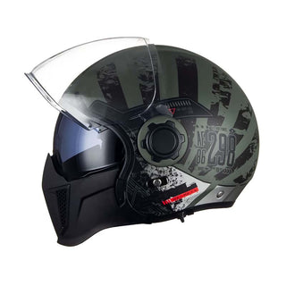 Modularer Vintage Motorradhelm Mit Doppelvisier