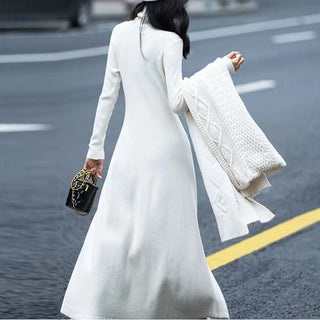 Strickkleid mit Rollkragen für Damen | Lange Ärmel