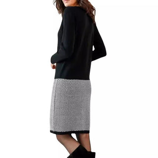 Zweifarbiges Damen-Strickkleid | Rundhalsausschnitt