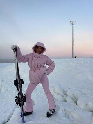 Winter Skijacke Damen | Mit Kapuze und Gürtel