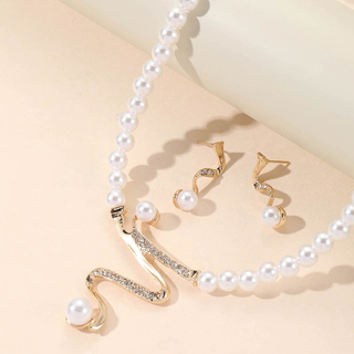 Schmuck Set Damen – Harmonisches Halsketten- & Ohrringe-Set mit Fließendem Design