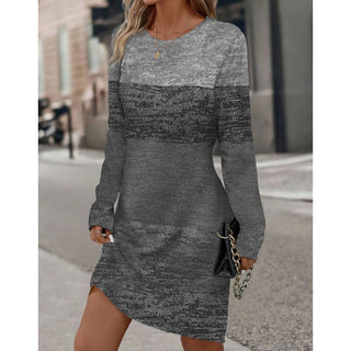 Damen-Strickkleid mit Farbblock-Design | Lange Ärmel