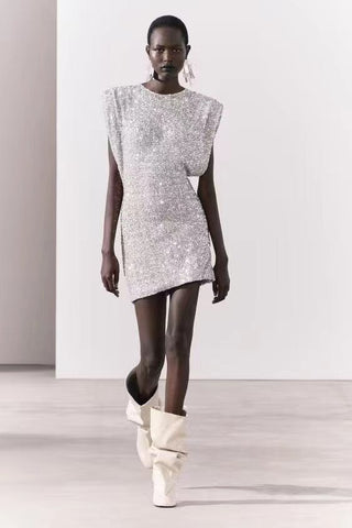 Silvester Kleid für Damen mit Pailletten | Mini