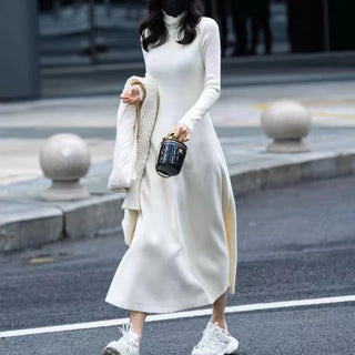 Strickkleid mit Rollkragen für Damen | Lange Ärmel