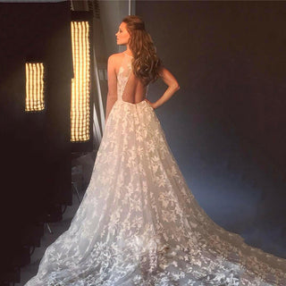 Hochzeitsgastkleid für Damen mit tiefem V-Ausschnitt | A-Linie