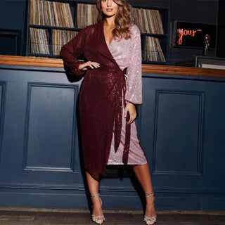 Damen-Wickelkleid für Silvester | Pailletten