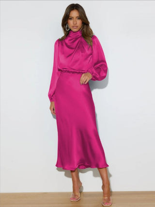 Damen Formell Midikleid | Langärmelig