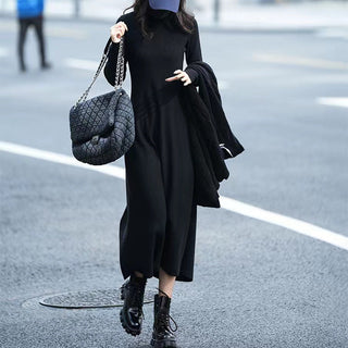 Strickkleid mit Rollkragen für Damen | Lange Ärmel