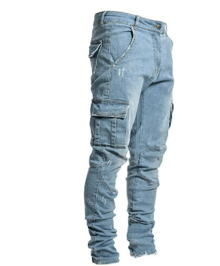 Schlanke Passform Cargo Jeans für Herren | mit Seitentasche
