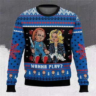 Unisex Horror Motiv Weihnachtspullover | Langarm