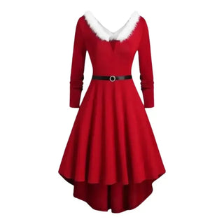 Weihnachtliches A-Linien-Partykleid für Damen | Langärmlig