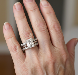 Silberner Verlobungsring für Damen – Großer Kristallring mit Funkelnden Steinen